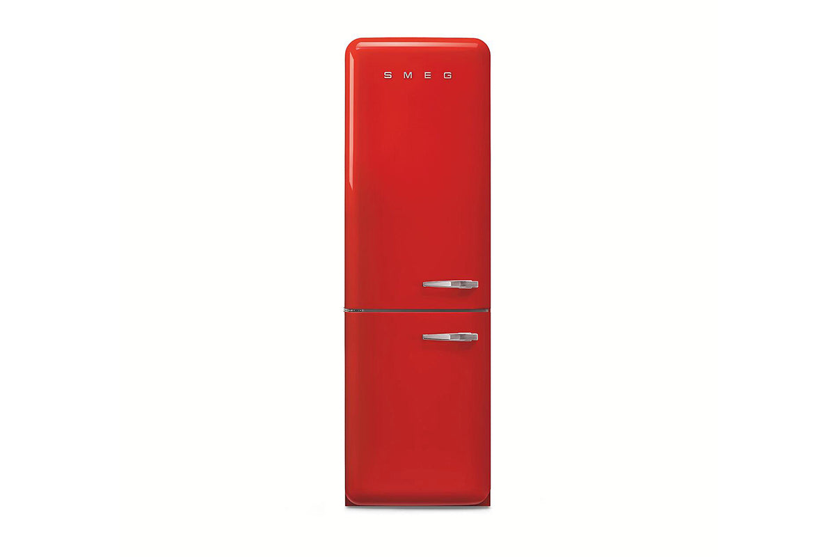 Smeg 50's Style Freestanding Fridge Freezer, Left-Hand Hinge | FAB32LRD6UK | Red