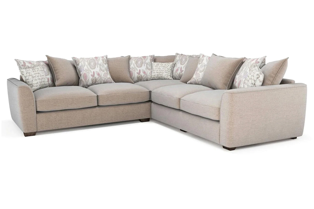 Fantasia Corner Sofa | Pillow Back | Large | Brown