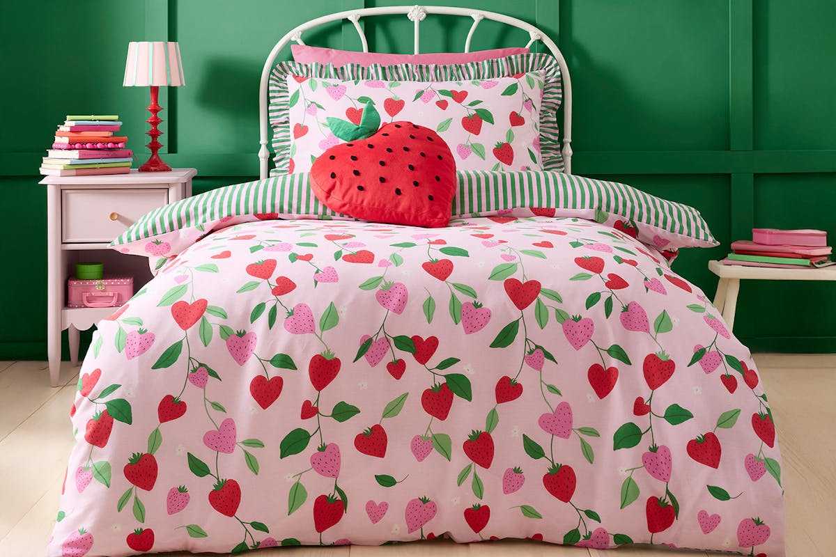 Fun Strawberries Duvet Cover Set | Red | Single