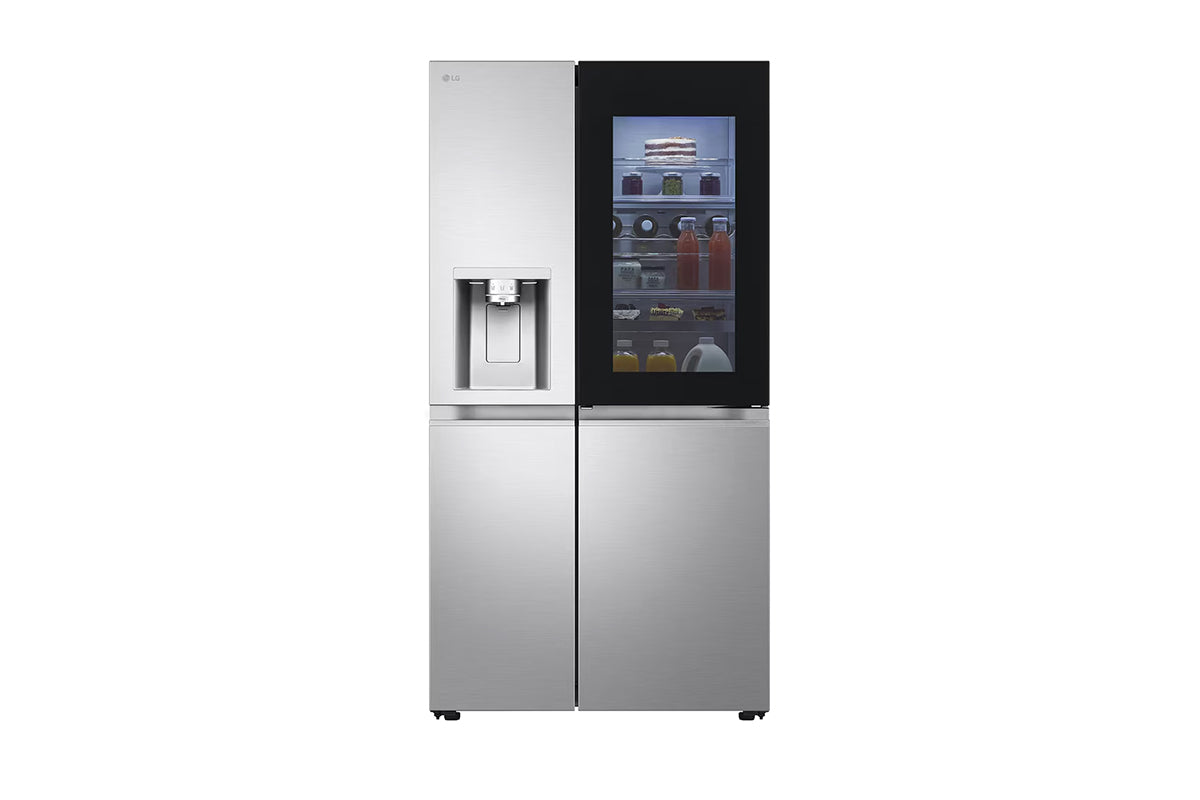 LG InstaView Side-by-Side Freestanding American Fridge Freezer | GSXE91BSAD | Brushed Steel
