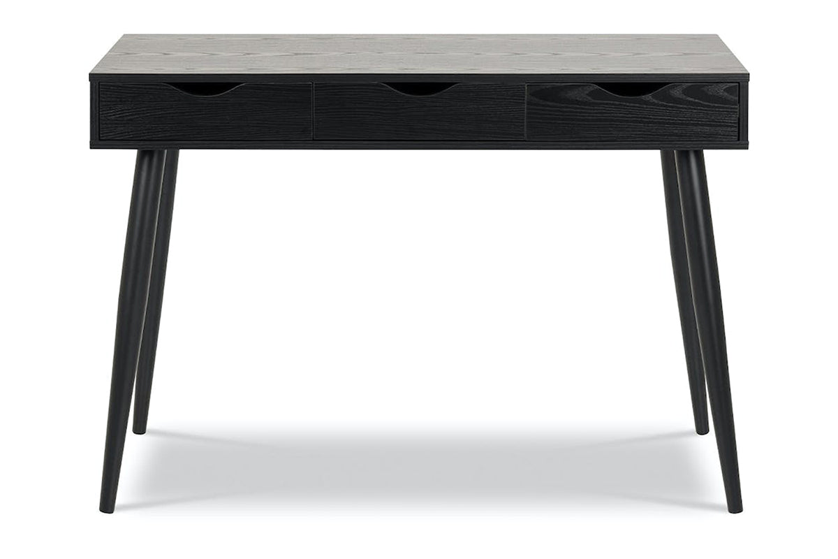 Bea Office Desk | 3 Drawers | Black | Black Legs