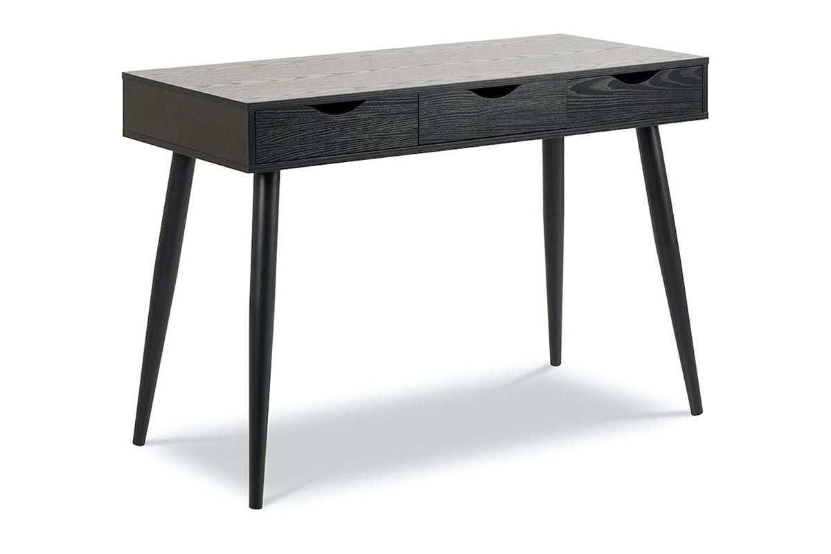 Bea Office Desk | 3 Drawers | Black | Black Legs
