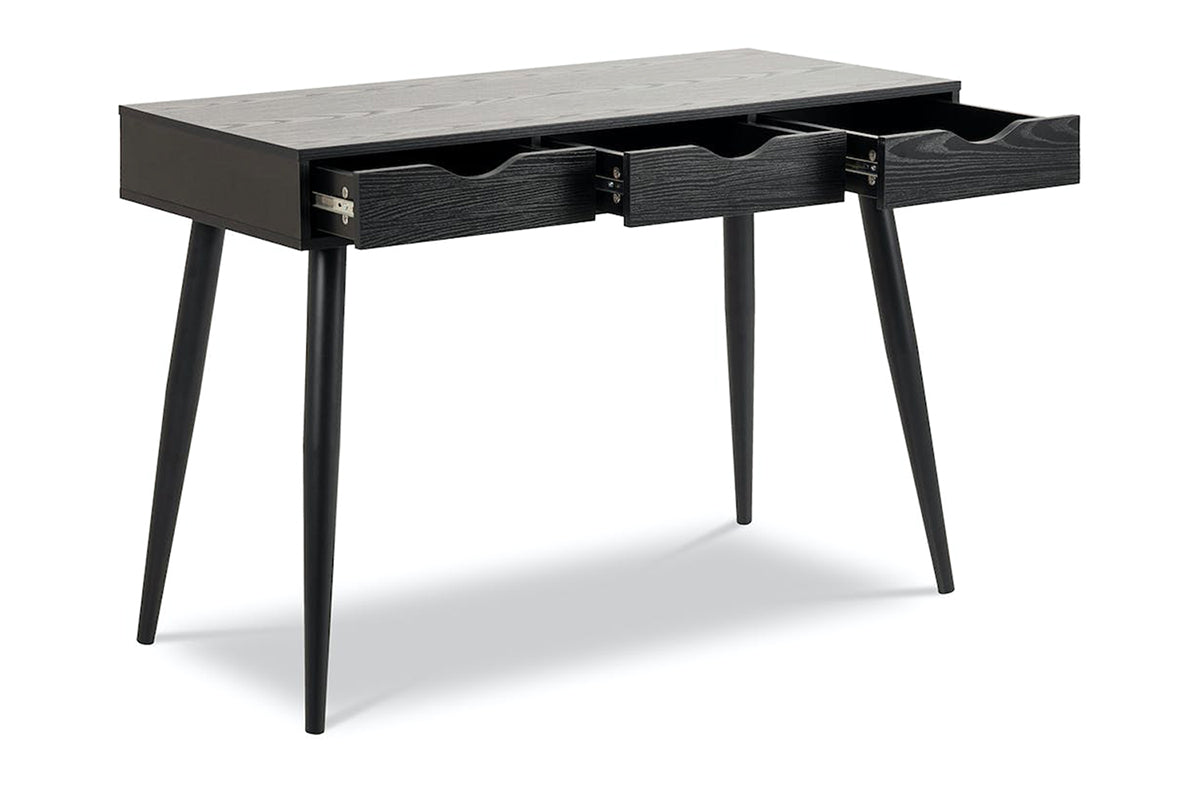 Bea Office Desk | 3 Drawers | Black | Black Legs