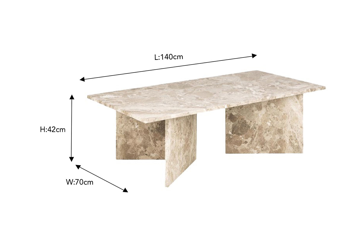 Vega Coffee Table | Latte | Marble | Rectangular