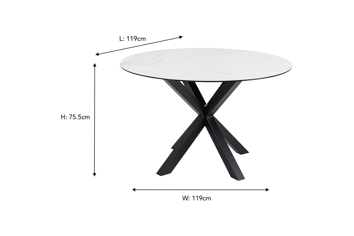 Harlie Round Dining Table | 119cm | White