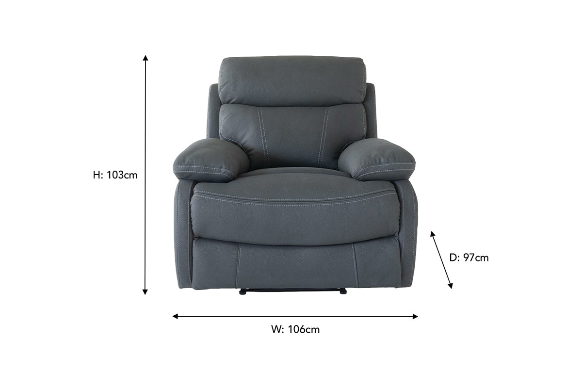 Hardy Armchair | USB | Power Recliner | Fabric | Grey