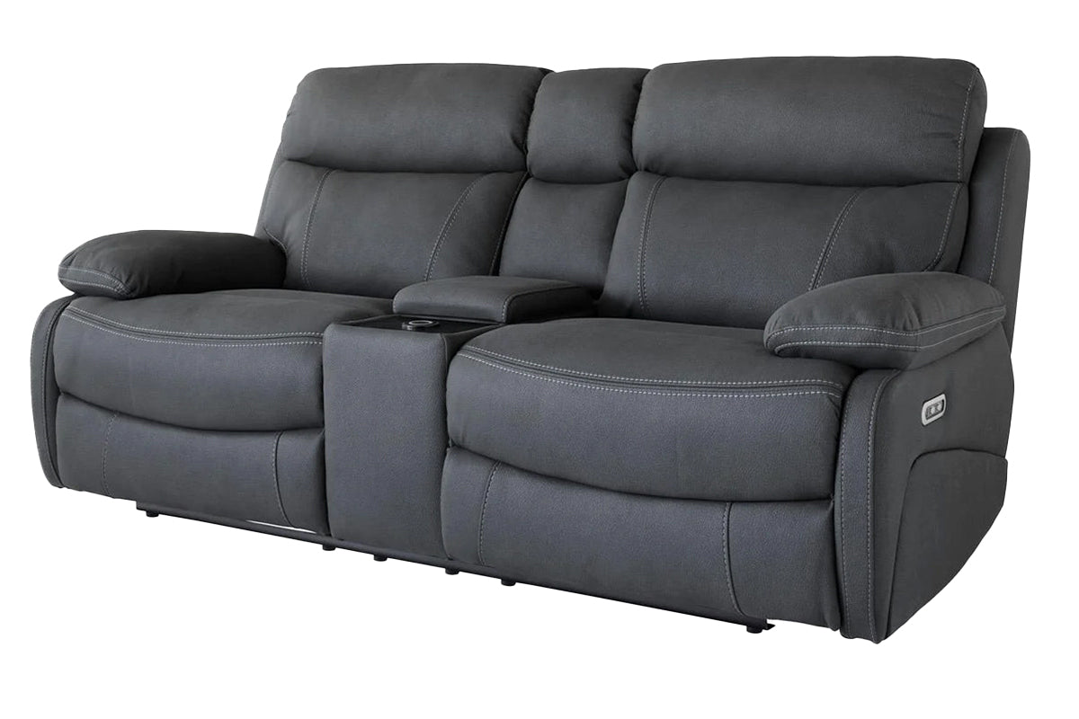 Hardy 2 Seater | Console | USB | Power Recliner | Grey