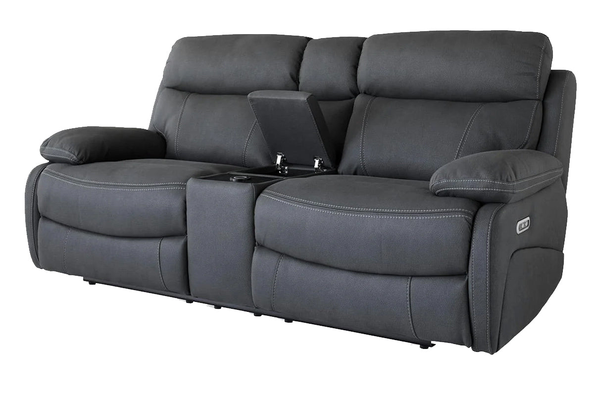 Hardy 2 Seater | Console | USB | Power Recliner | Grey