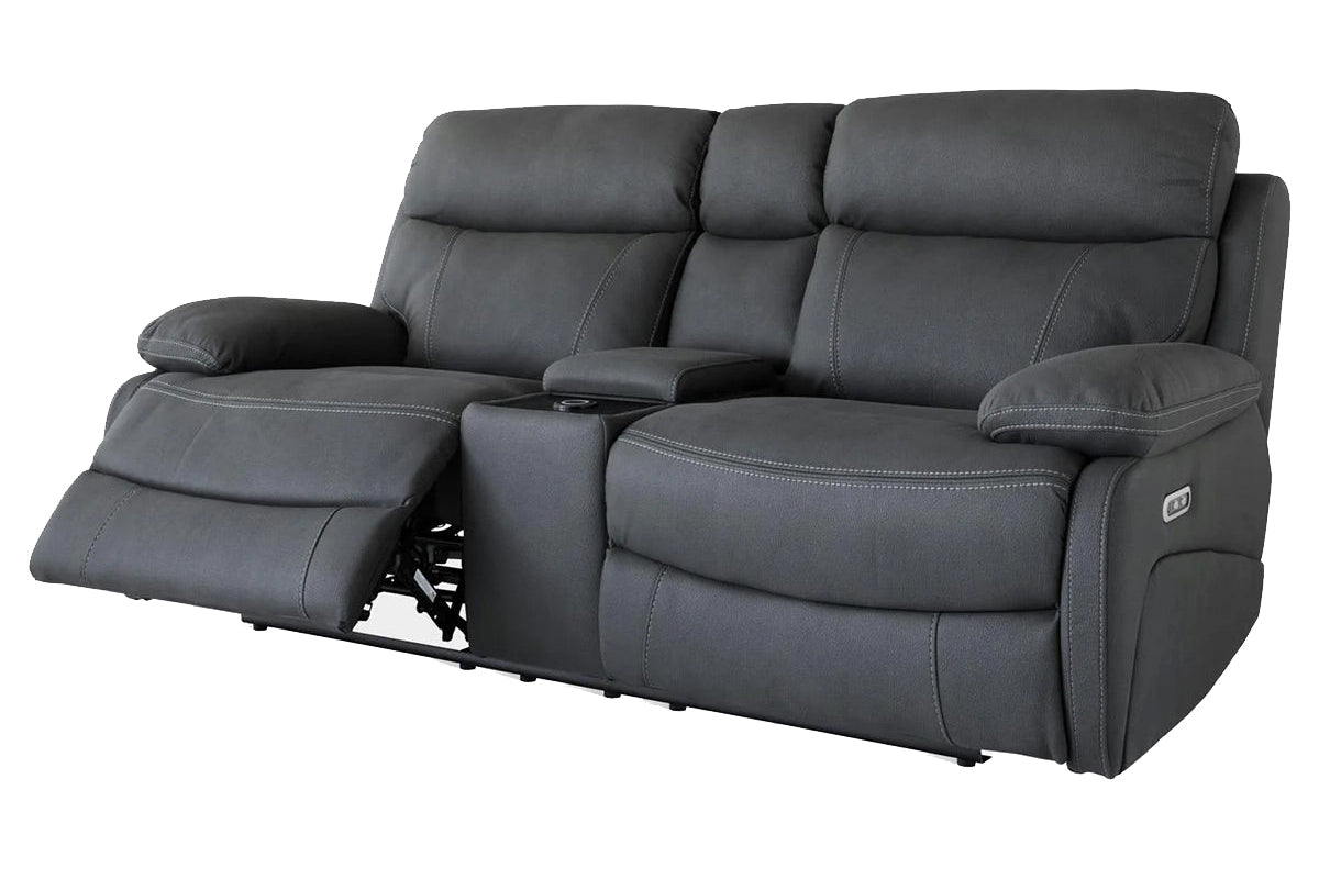 Hardy 2 Seater | Console | USB | Power Recliner | Grey