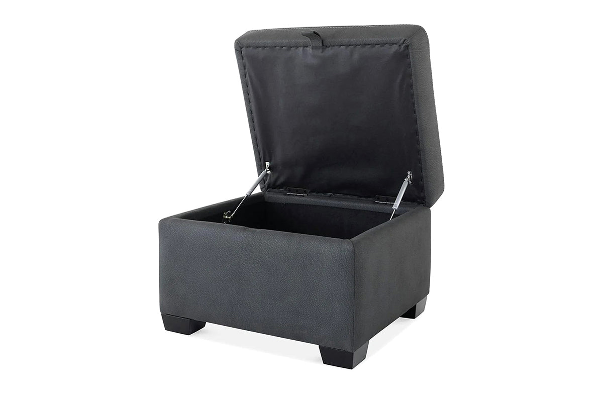 Hardy Footstool | Storage | Leather | Grey