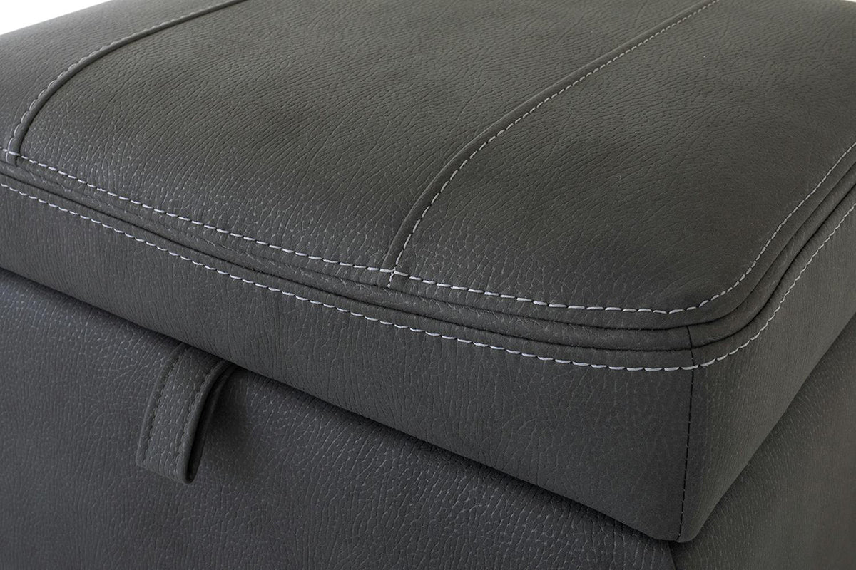 Hardy Footstool | Storage | Leather | Grey