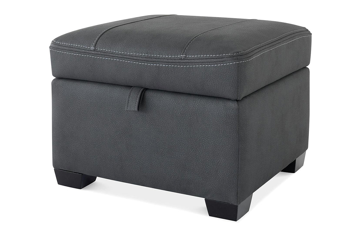 Hardy Footstool | Storage | Leather | Grey