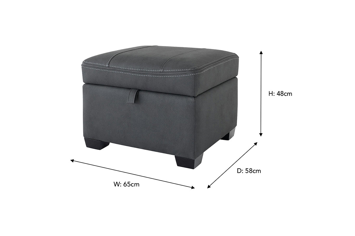 Hardy Footstool | Storage | Leather | Grey