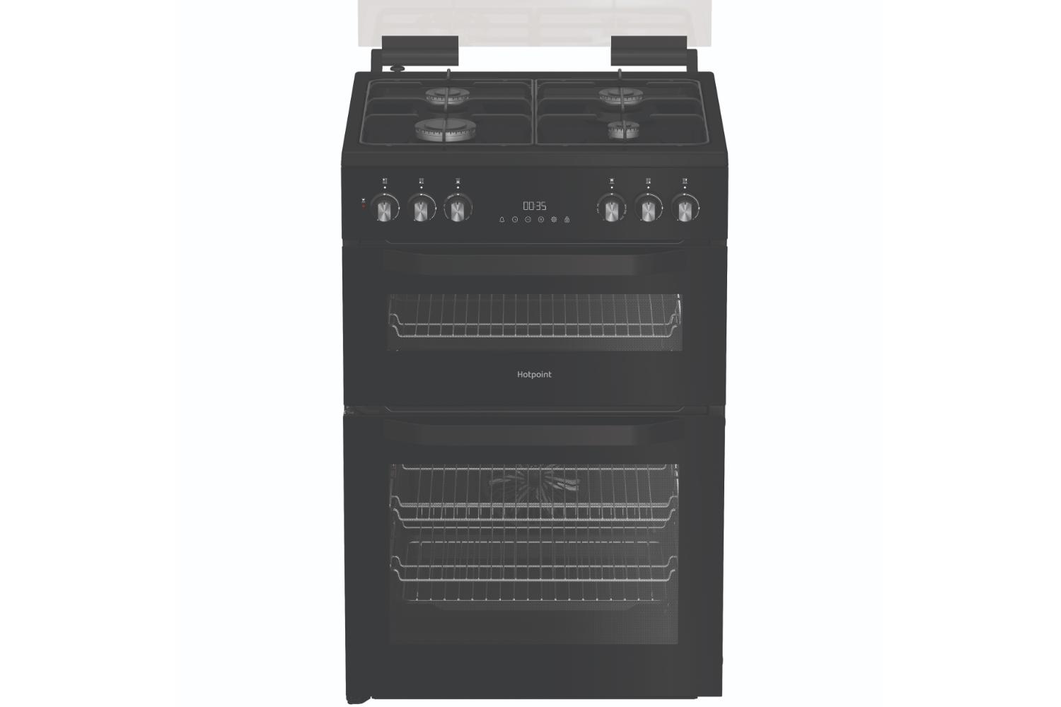 Hotpoint 60cm Double Oven Dual Fuel Cooker | HDD6GDC2B1 | Black