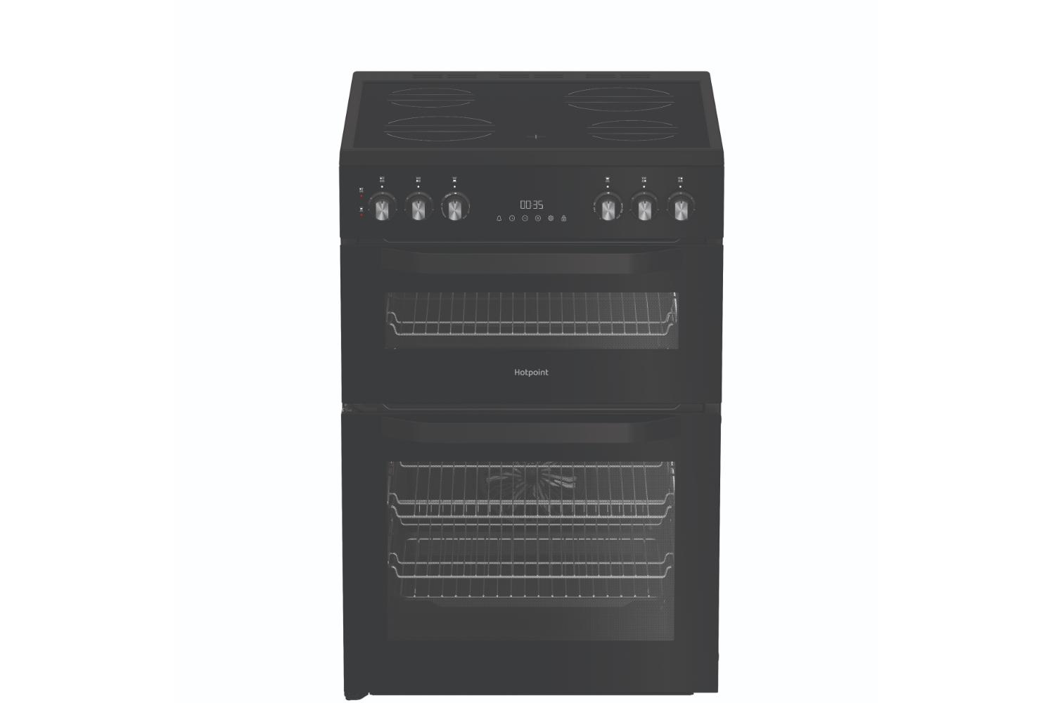 Hotpoint 60cm Double Oven Electric Cooker | HDE6VDB1 | Black