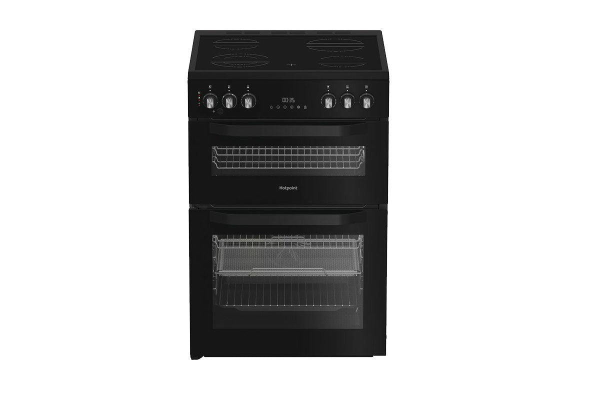 Hotpoint 60cm Double Oven Electric Cooker with Air Fry | HDE6VDCASB1 | Black