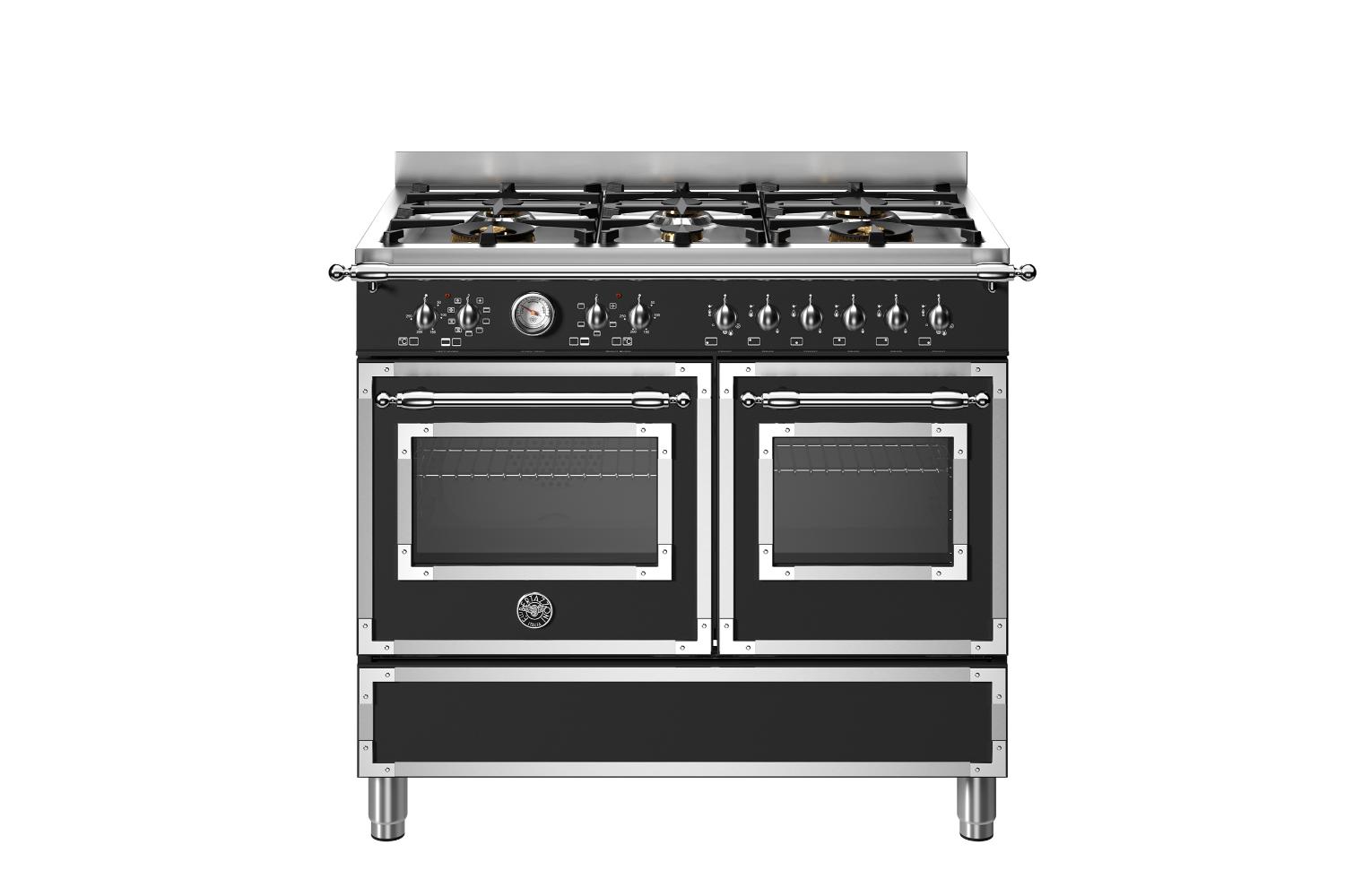 Bertazzoni 100cm Heritage Series Freestanding Dual Fuel Range Cooker | HER106L2ENET | Nero Matt
