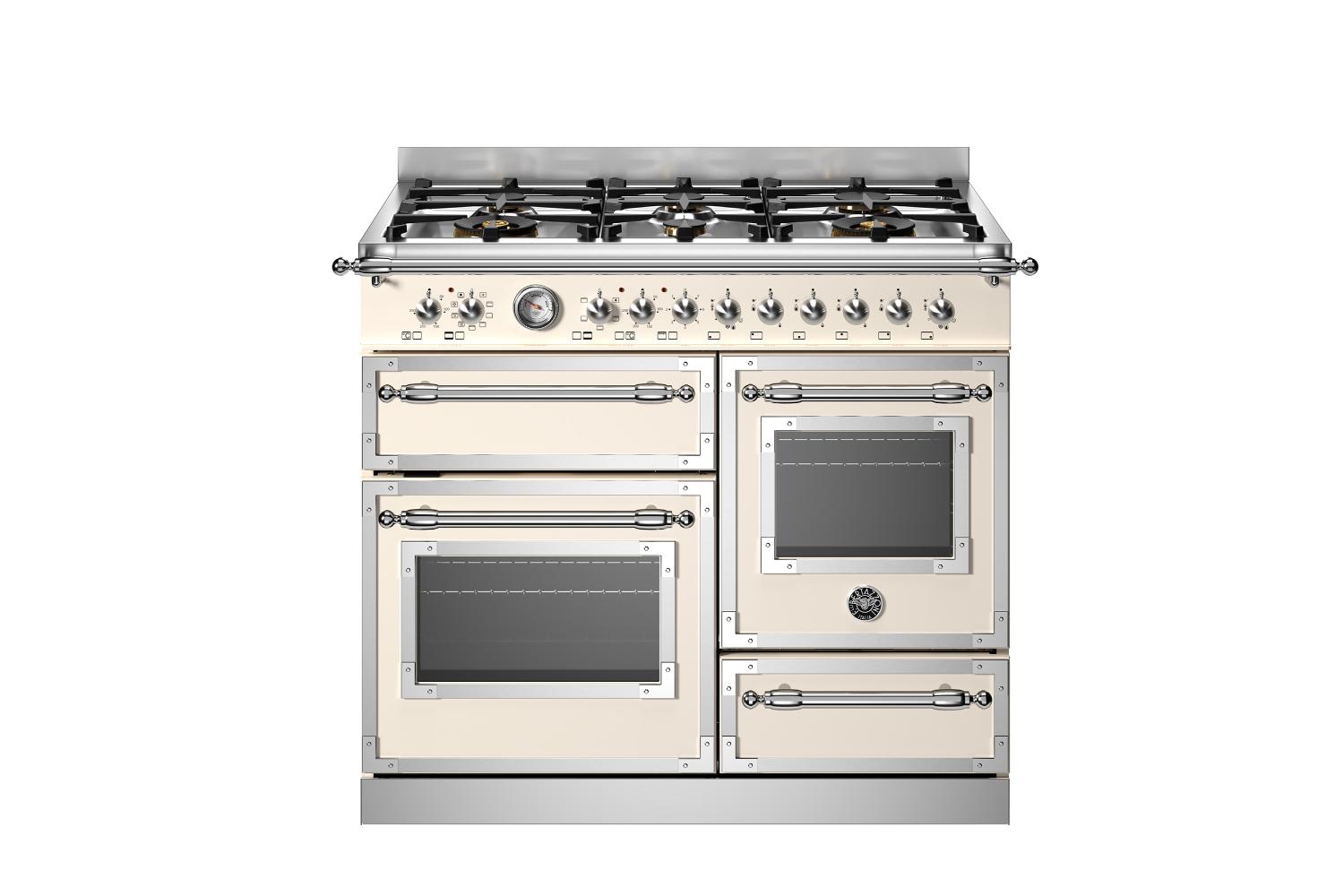 Bertazzoni 100cm Heritage Series Freestanding Dual Fuel Range Cooker | HER106L3EAVT | Ivory