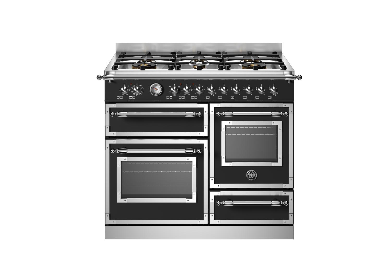 Bertazzoni 100cm Heritage Series Freestanding Dual Fuel Range Cooker | HER106L3ENET | Nero Matt