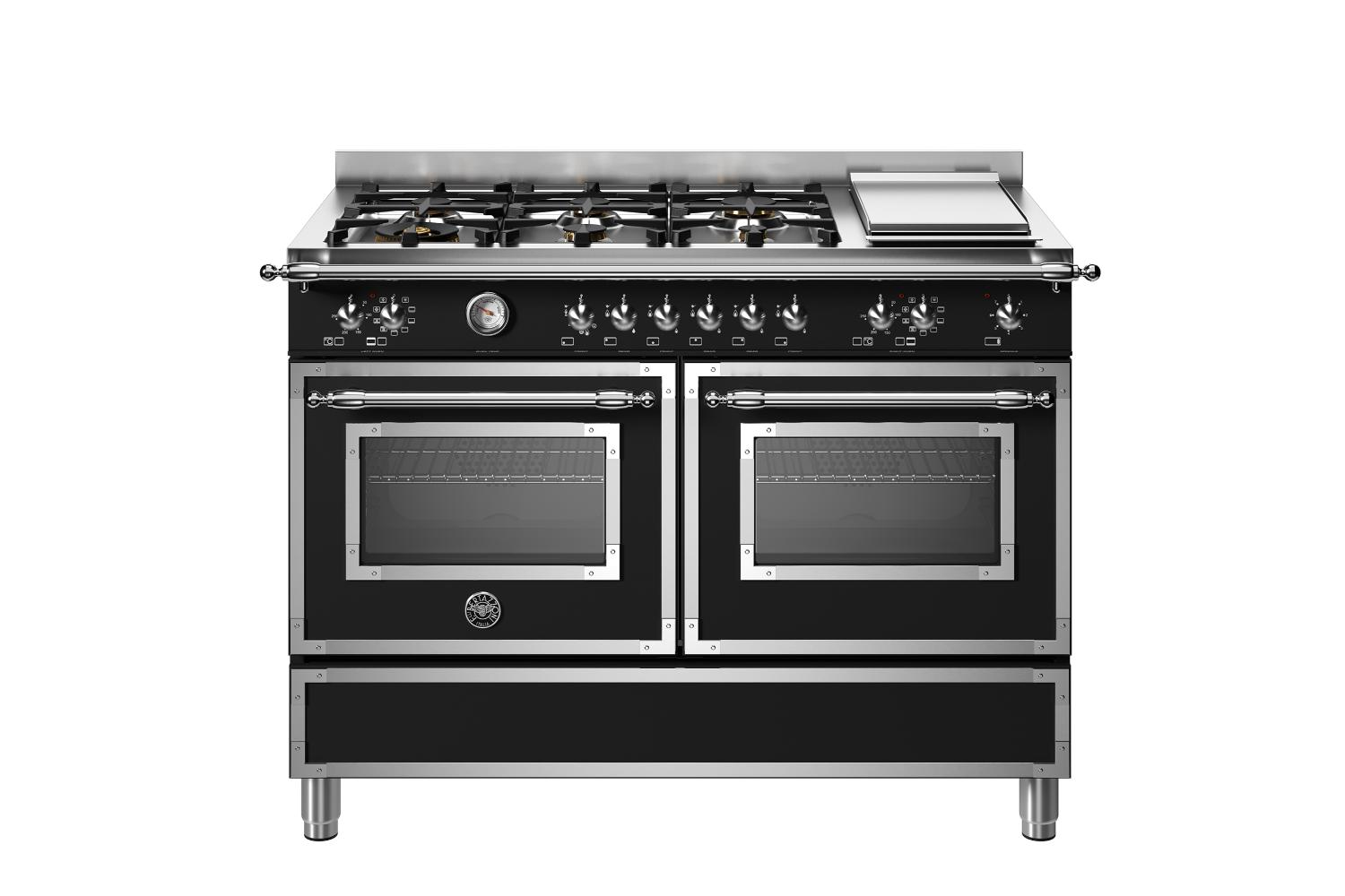 Bertazzoni 120cm Heritage Series Freestanding Dual Fuel Range Cooker | HER126G2ENET | Black Matt