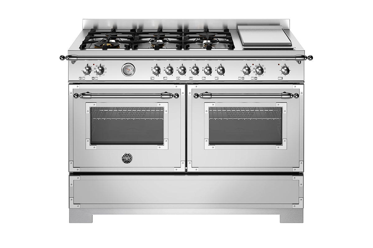 Bertazzoni Heritage Series 120cm Dual Fuel Range Cooker | HER126G2EXT2 | Stainless Steel