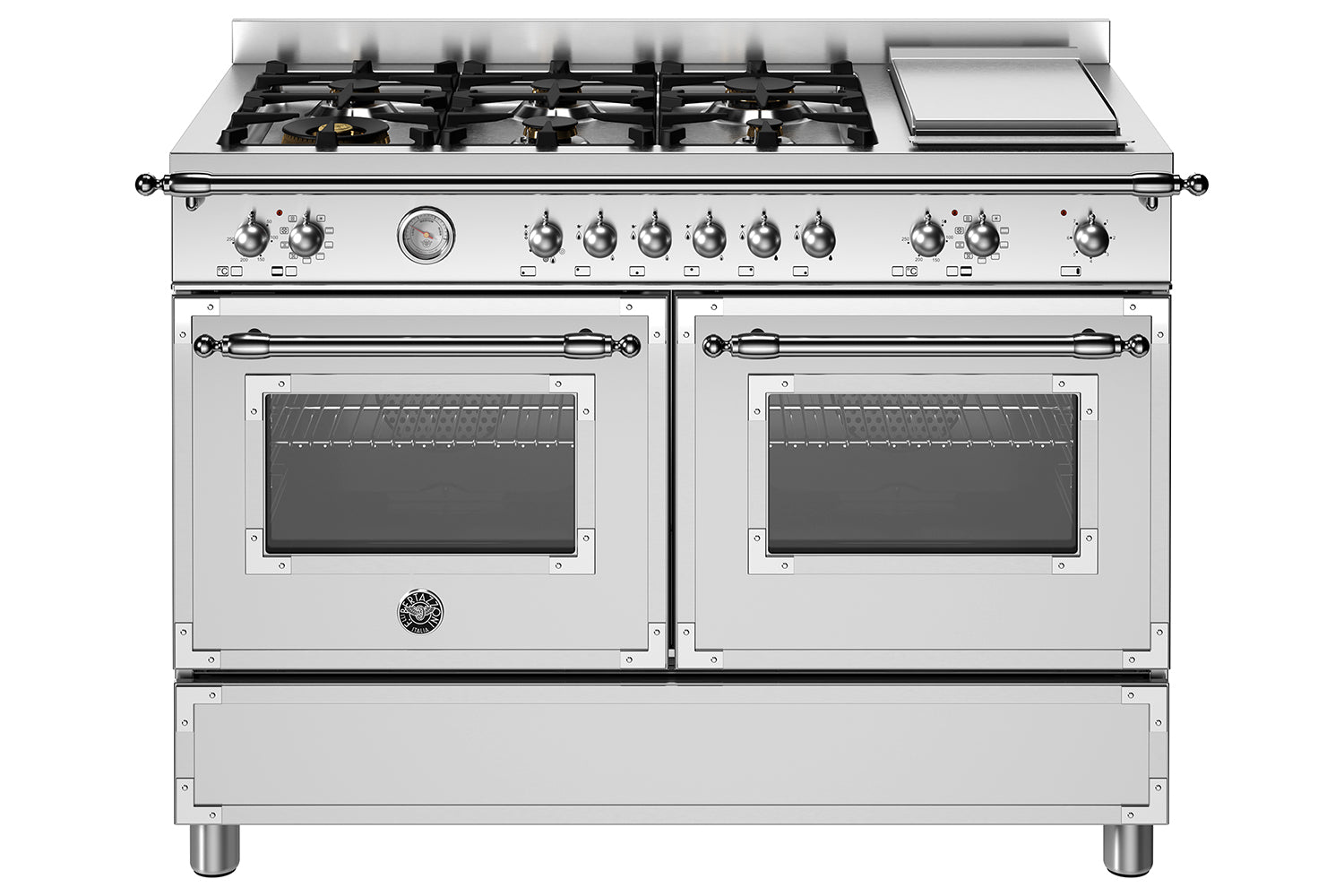 Bertazzoni 120cm Heritage Series Freestanding Dual Fuel Range Cooker | HER126G2EXT | Stainless Steel