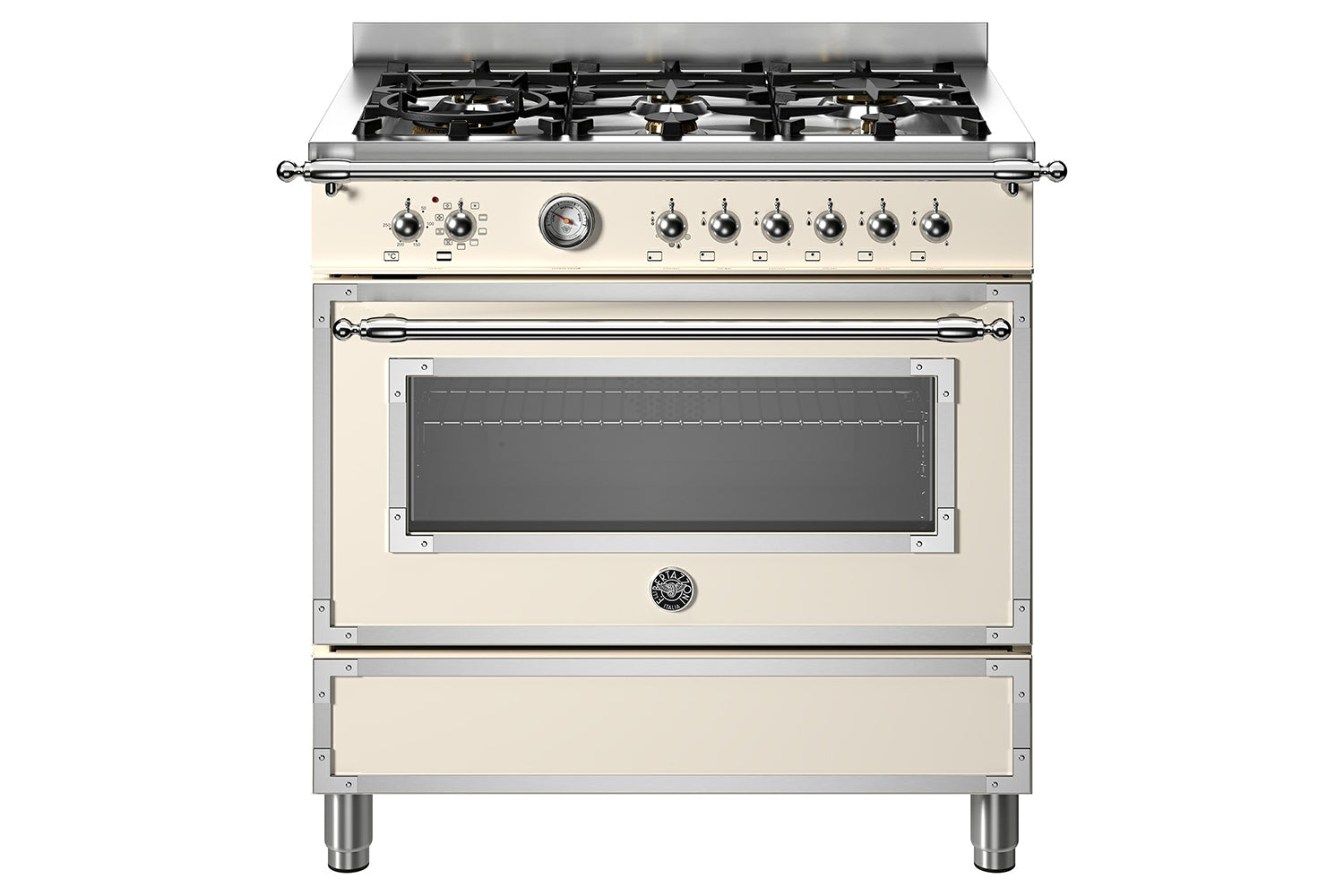 Bertazzoni 90cm Heritage Series Freestanding Dual Fuel Range Cooker | HER96L1EXT | Stainless Steel