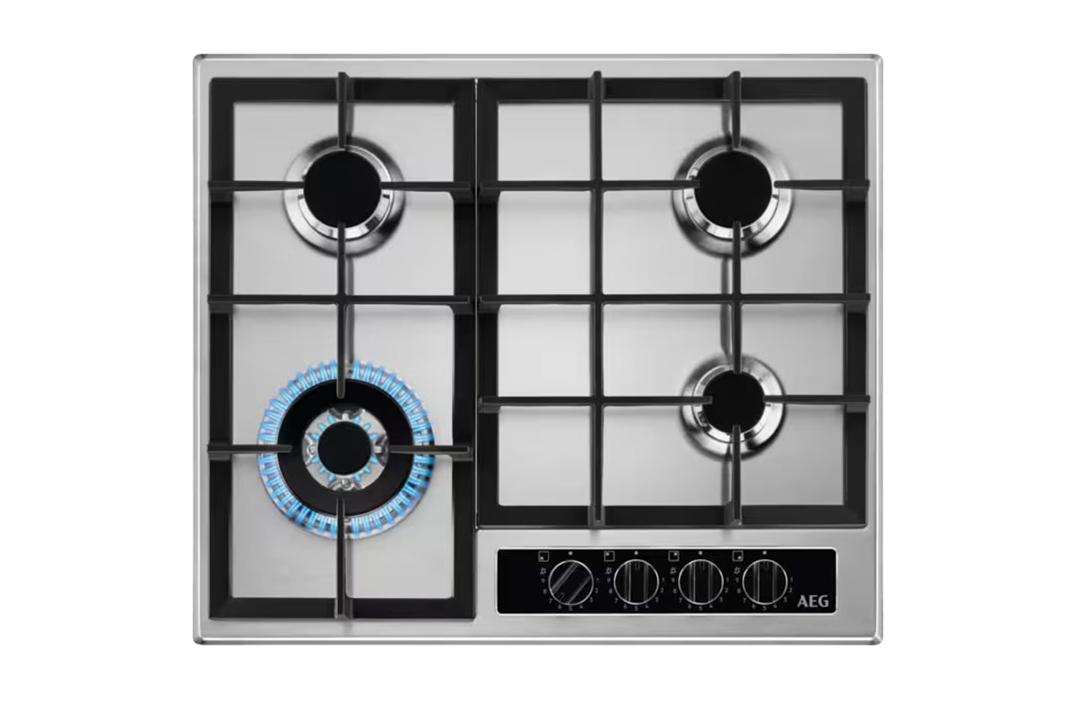 AEG 6000 Series 60cm 4 Burners Gas Hob | HGB64420YM | Stainless Steel