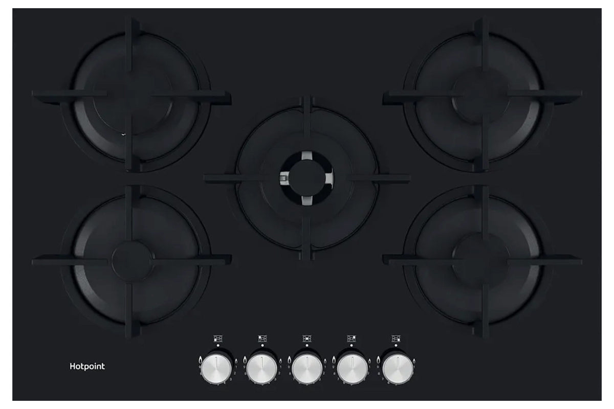 Hotpoint 75cm 5 Burners Gas Hob | HGS72SBK | Black