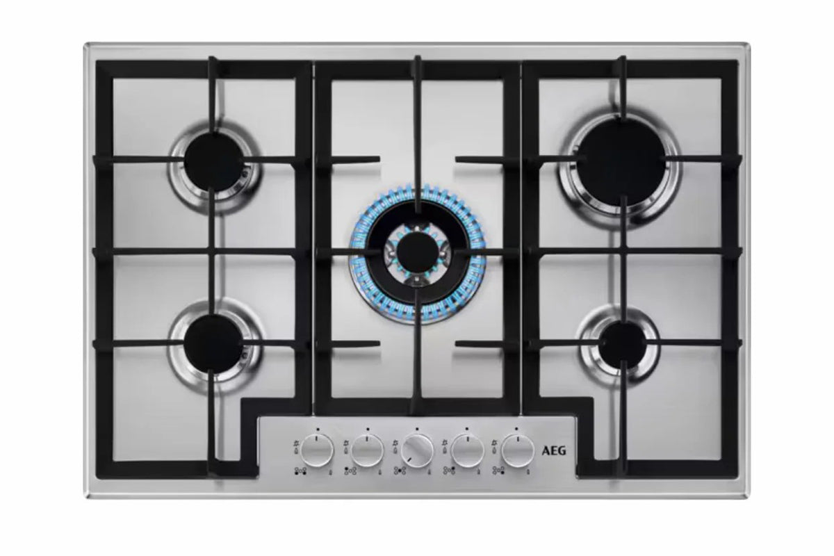 AEG 75cm Slim line 5 Burner Gas Hob | HGX75400SM | Stainless Steel