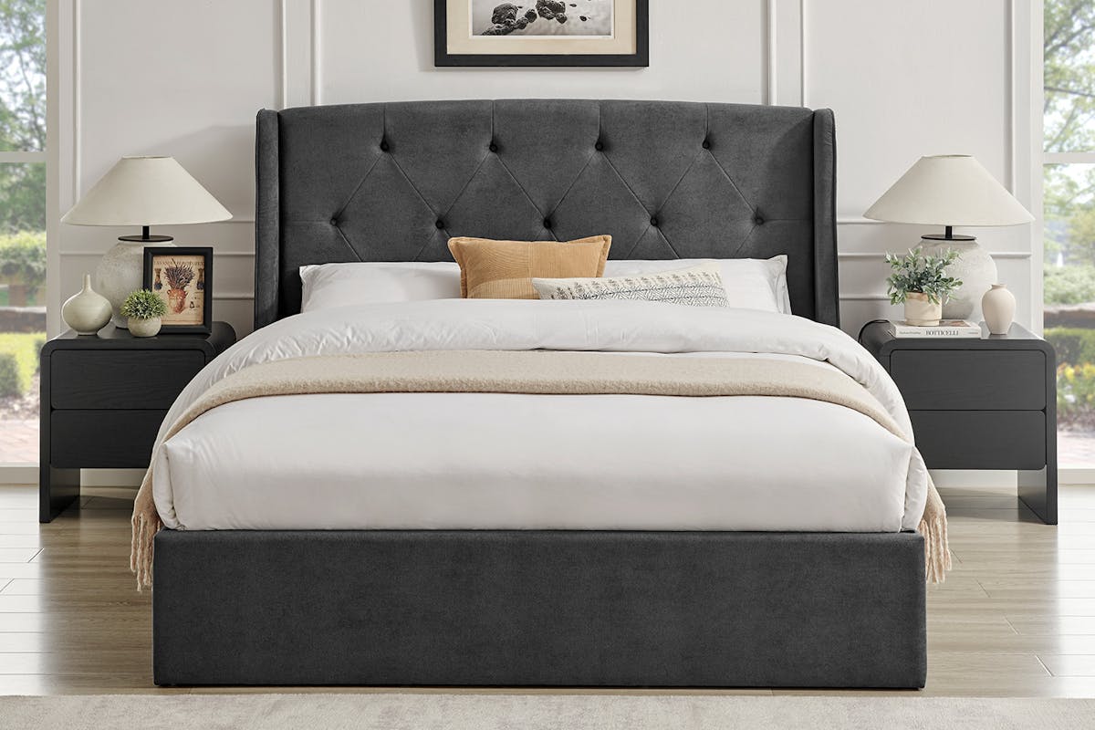 Emilia Ottoman Storage Bed Frame | Double | 4ft6 | Dark Grey
