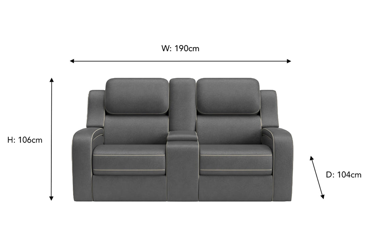 Shobi 2 Seater Sofa | Power Recliner | Console | Heated & Massage Seat | Fabric