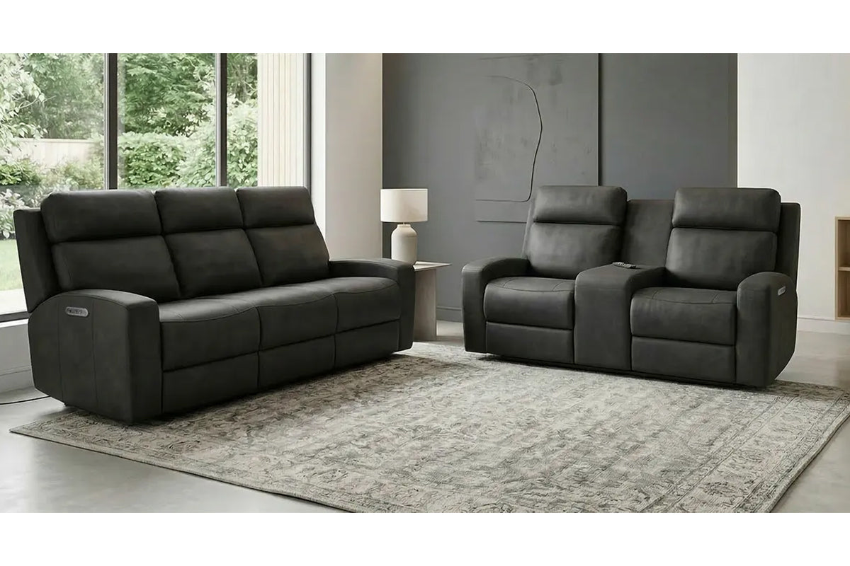 Flint 3 Seater Sofa | Power Recliner | Fabric | Black