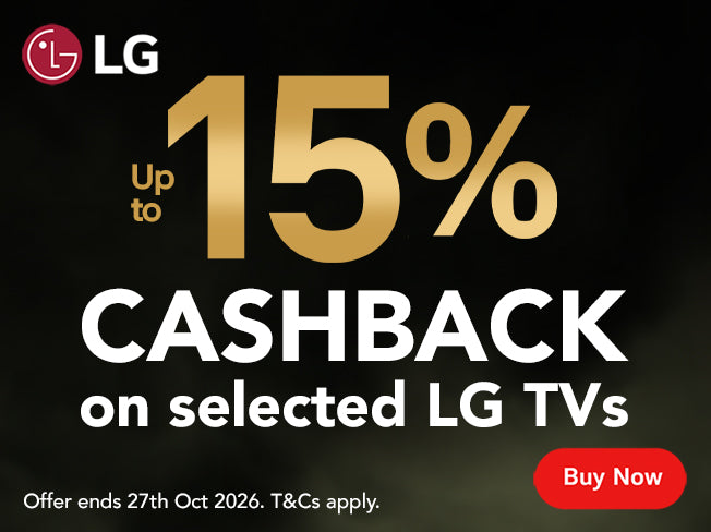 Up to 15% Cashback on selected LG TVs.