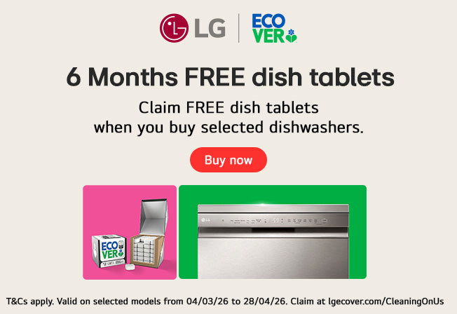 Claim FREE Ecover bundle when you buy AI-powered LG washers or dishwashers.