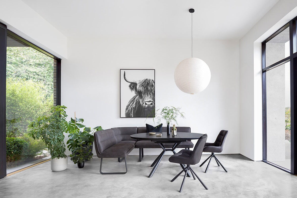 Baz Round Extending Dining Table | 160cm | Black