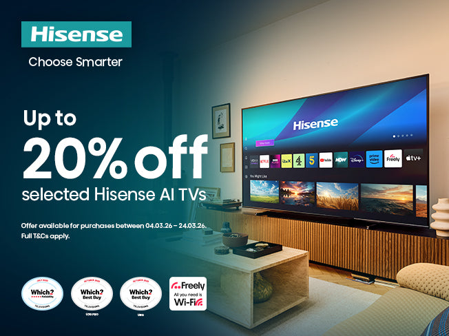 Up to 20% off selected Hisense AI TVs!
