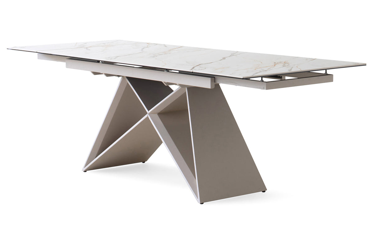 Milano Extendable Dining Table | White/Beige