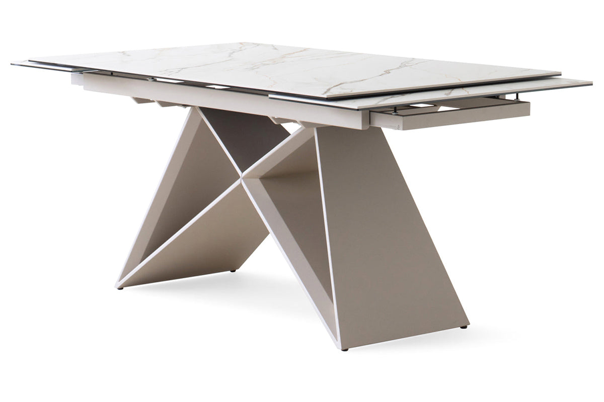 Milano Extendable Dining Table | White/Beige