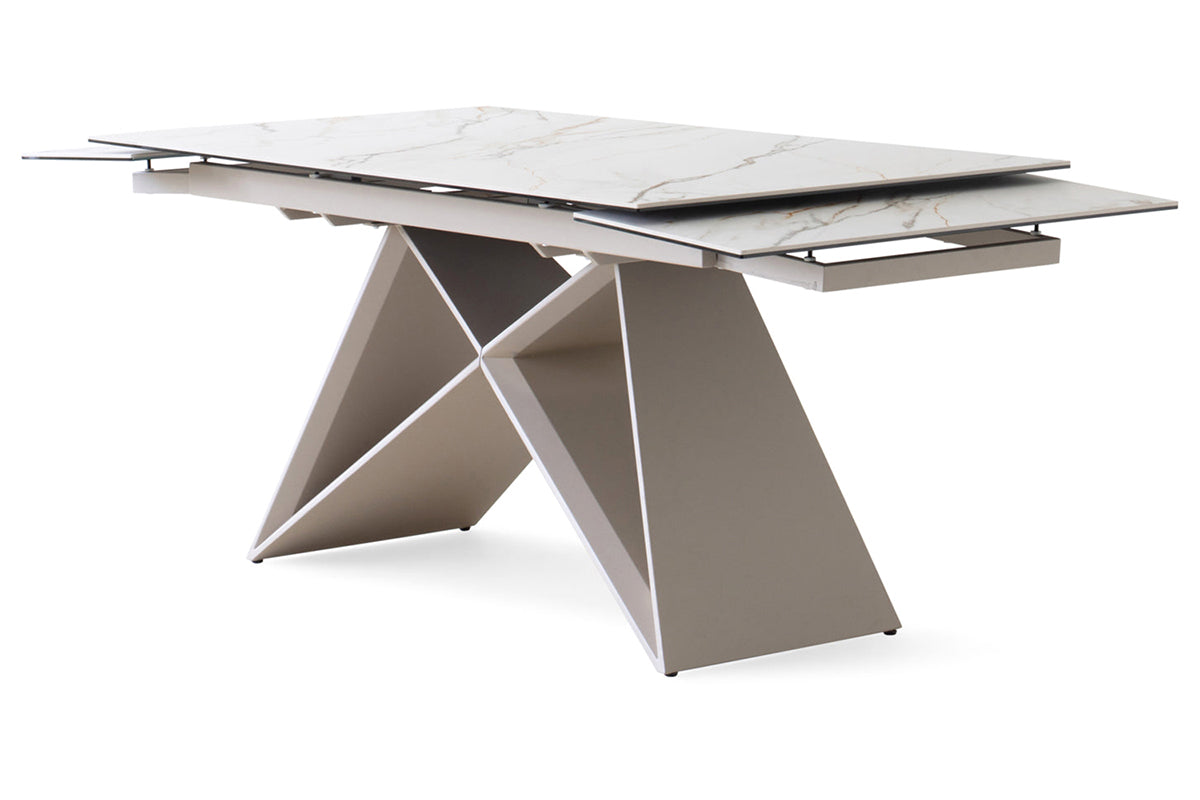 Milano Extendable Dining Table | White/Beige