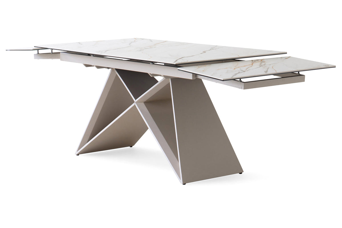 Milano Extendable Dining Table | White/Beige