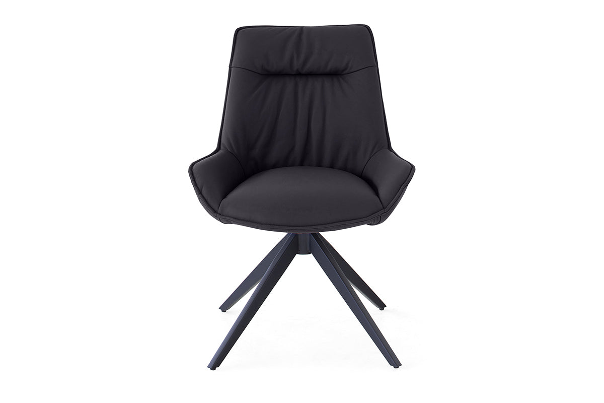 Kayleigh Dining Chair | Swivel | Leather | Black