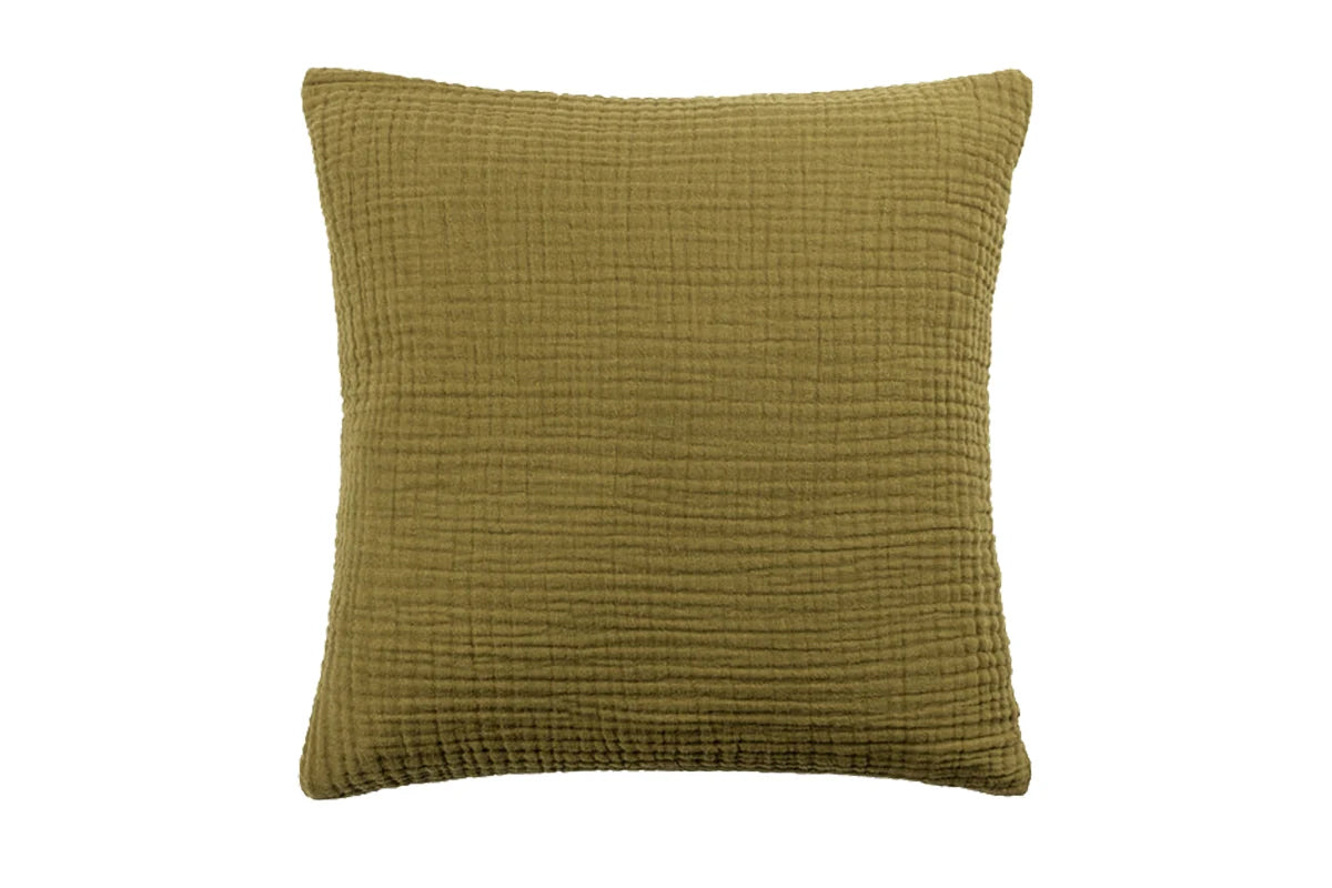 Yard | Lark Muslin Cotton Cushion | Khaki | 50 x 50 cm
