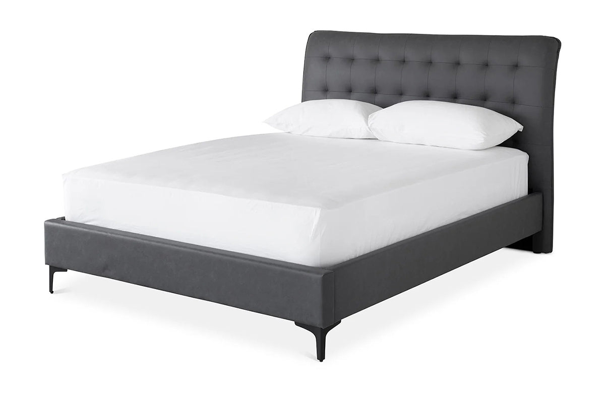 Lewis Bed Frame | Vegan Leather | Super King | 6ft | Anthracite