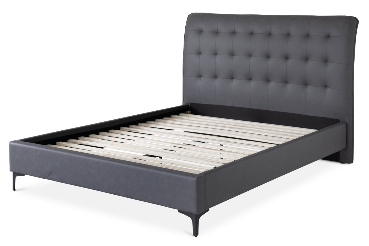 Lewis Bed Frame | Vegan Leather | Super King | 6ft | Anthracite