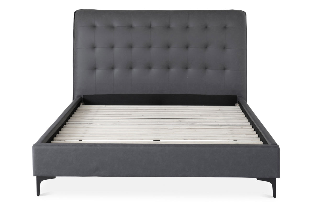 Lewis Bed Frame | Vegan Leather | Super King | 6ft | Anthracite
