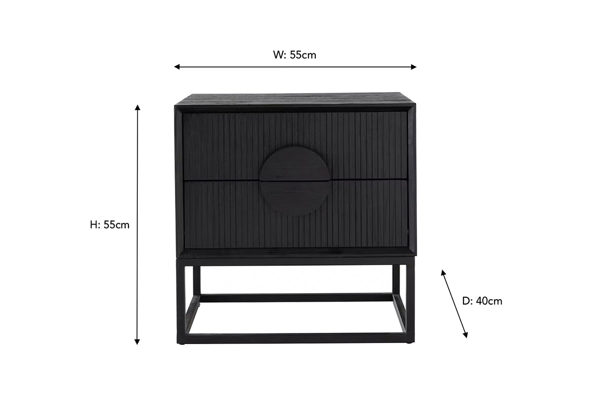 Teca Square Bedside Locker | 2 Drawer | Matt Black
