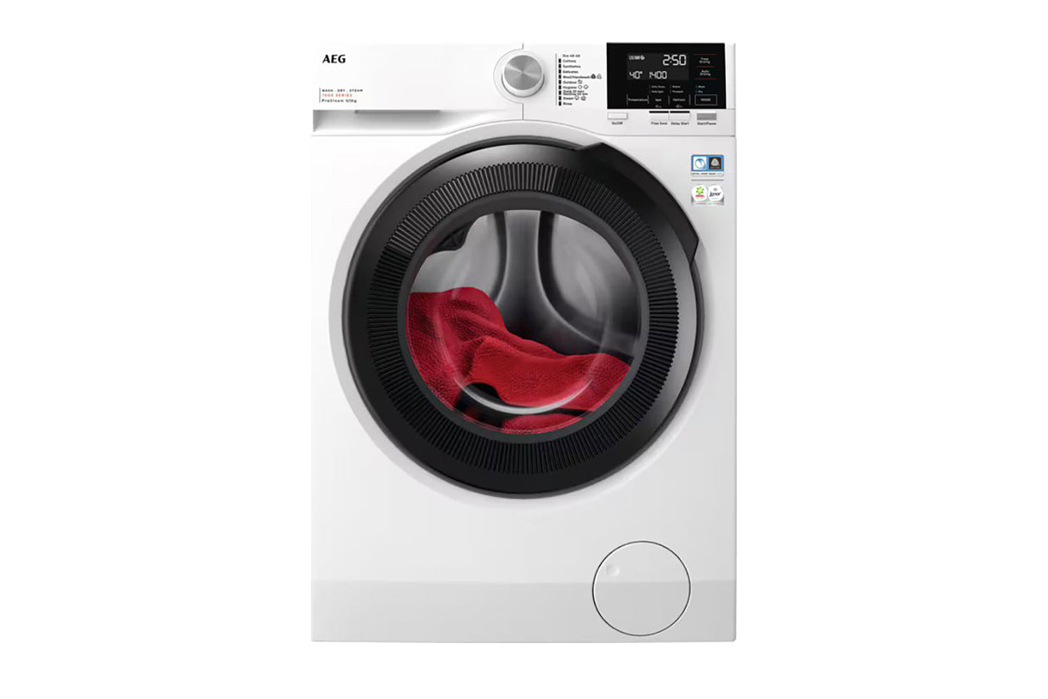 AEG 7000 ProSteam Condenser 9kg Freestanding Washer Dryer | LWR7195M4B