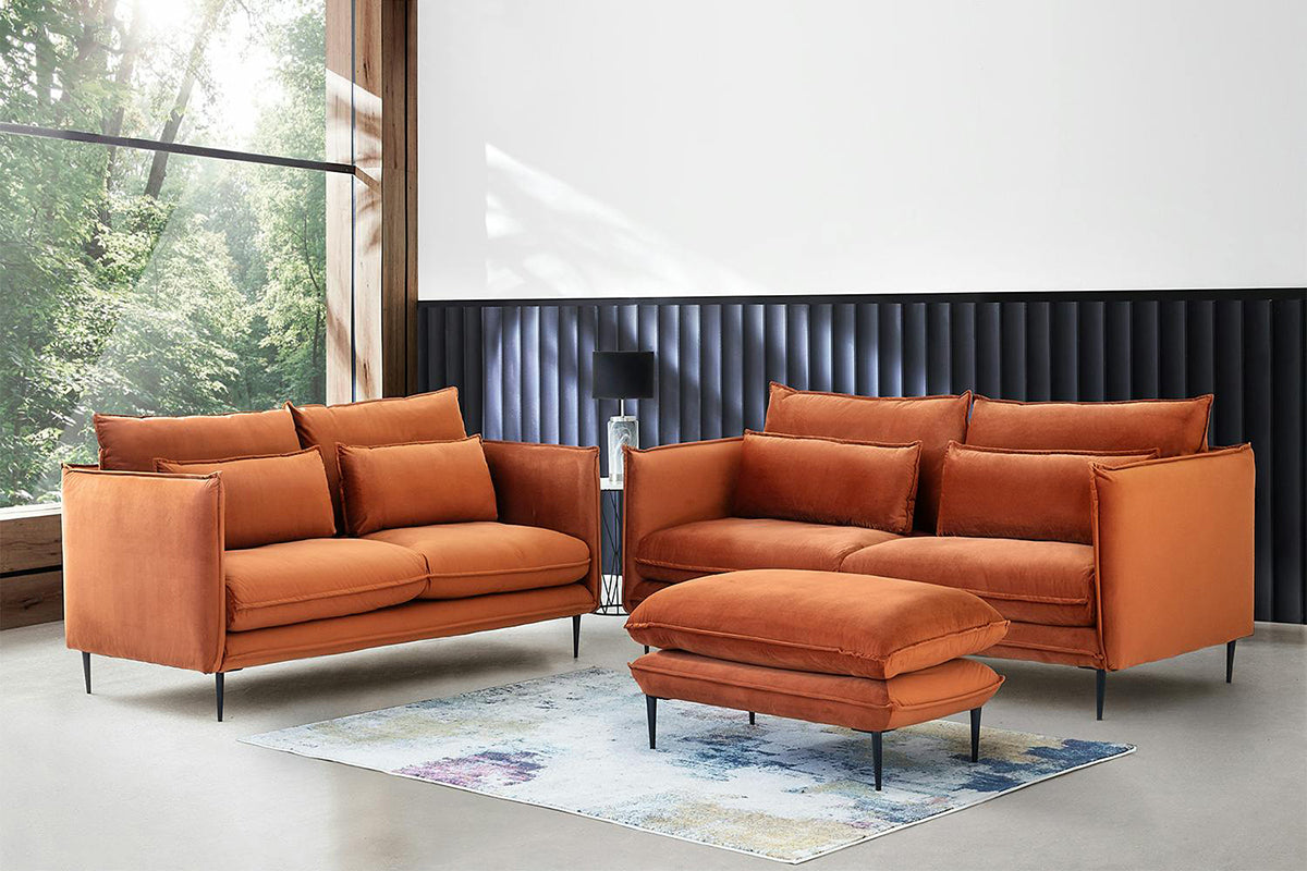 Maeve 3 Seater Sofa | Fabric | Rust