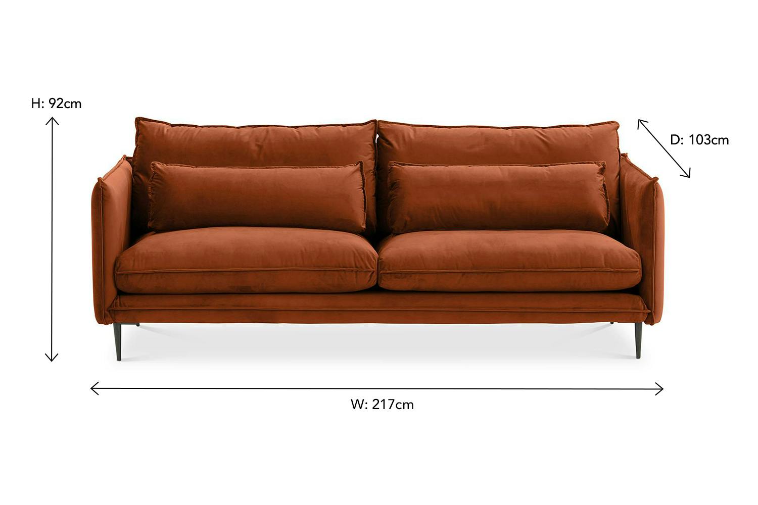 Maeve 3 Seater Sofa | Fabric | Rust